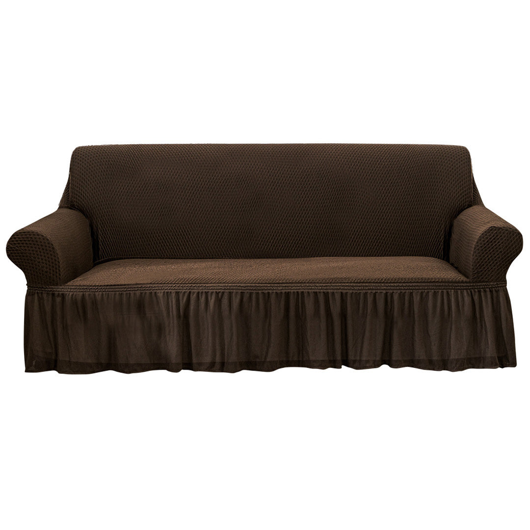 NNEAGS 3-Seater Coffee Sofa Cover with Ruffled Skirt Couch Protector High Stretch Lounge Slipcover Home Decor-0