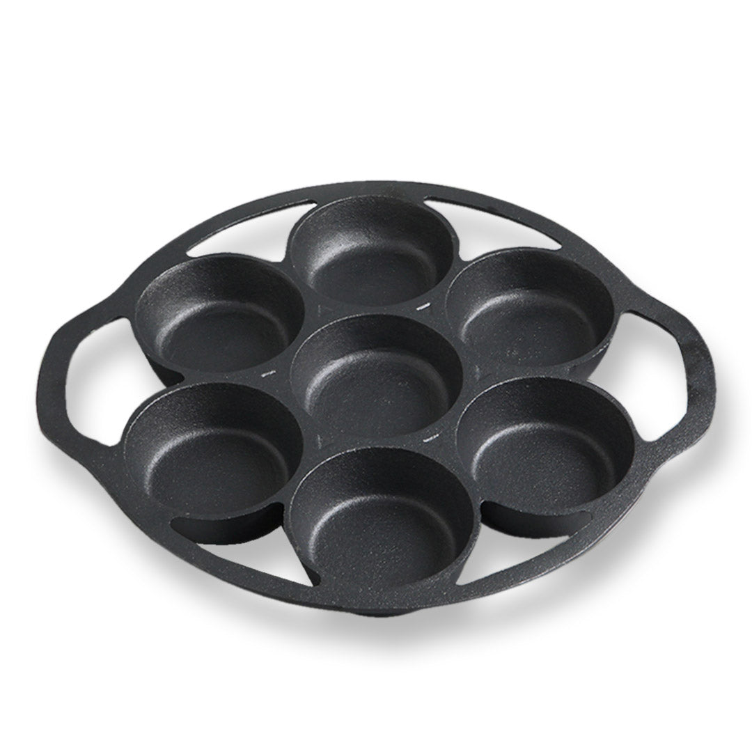 NNEAGS 2X 32cm Cast Iron Takoyaki Fry Pan Octopus Balls Maker 7 Hole Cavities Grill Mold-1