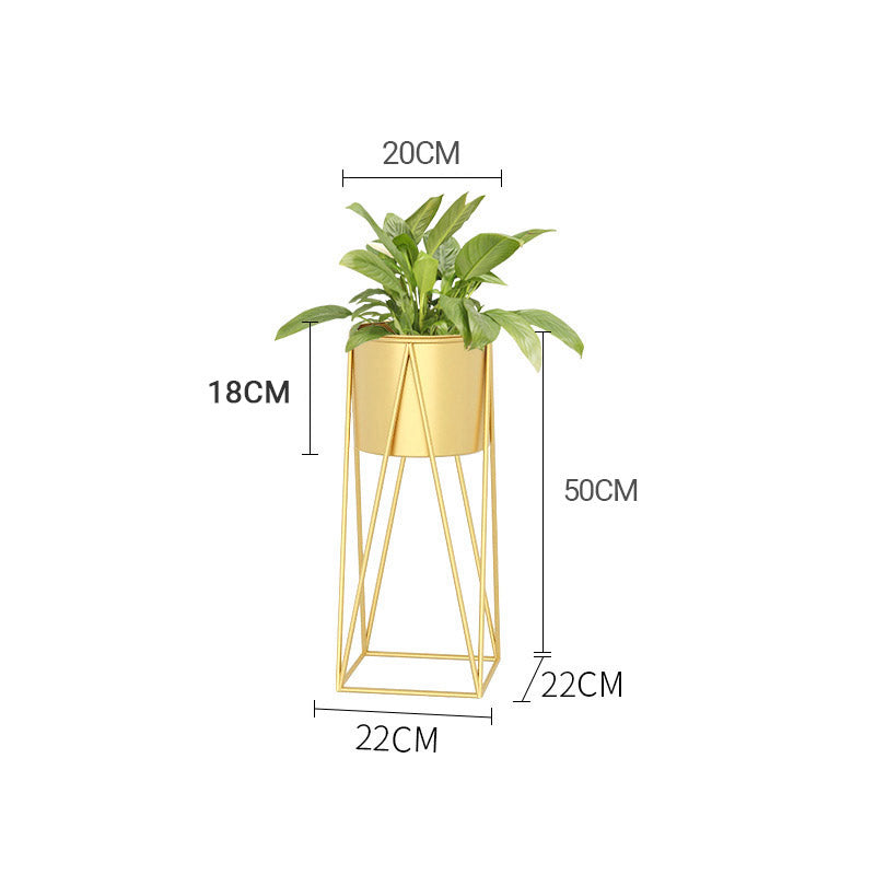 NNEAGS 2X 50cm Gold Metal Plant Stand with Gold Flower Pot Holder Corner Shelving Rack Indoor Display-1