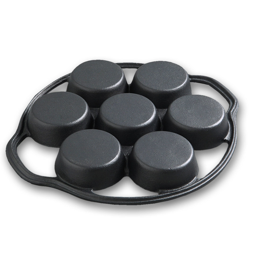 NNEAGS 2X 32cm Cast Iron Takoyaki Fry Pan Octopus Balls Maker 7 Hole Cavities Grill Mold-2