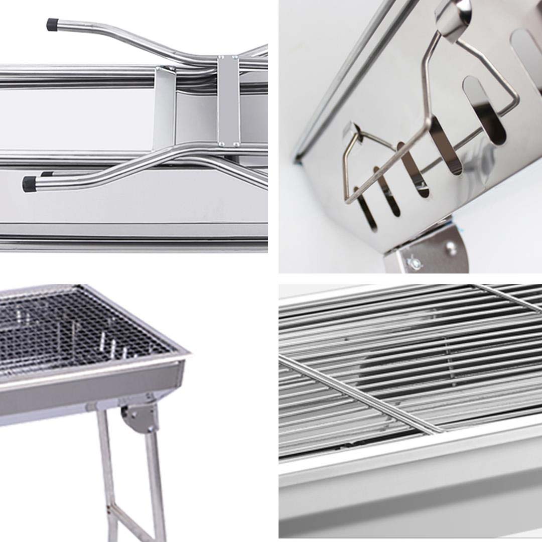 NNEAGS 2X Skewers Grill Portable Stainless Steel Charcoal BBQ Outdoor 6-8 Persons-4