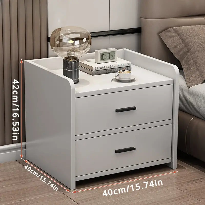NNETM Compact Space-Saving Bedside Table - White-2