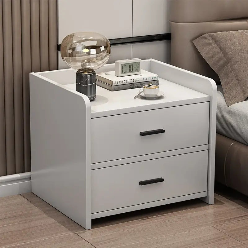 NNETM Compact Space-Saving Bedside Table - White-1