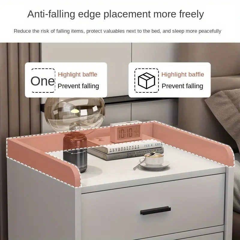 NNETM Compact Space-Saving Bedside Table - White-3