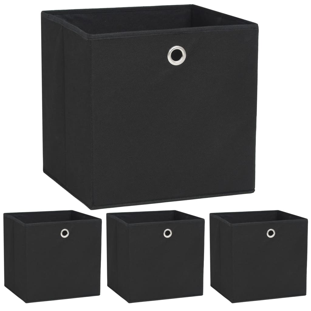 NNEVL Storage Boxes 4 pcs Non-woven Fabric 32x32x32 cm Black-0