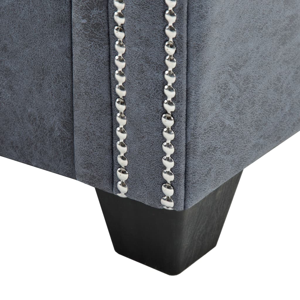 NNEVL 2-Seater Chesterfield Sofa Artificial Suede Leather Grey-4