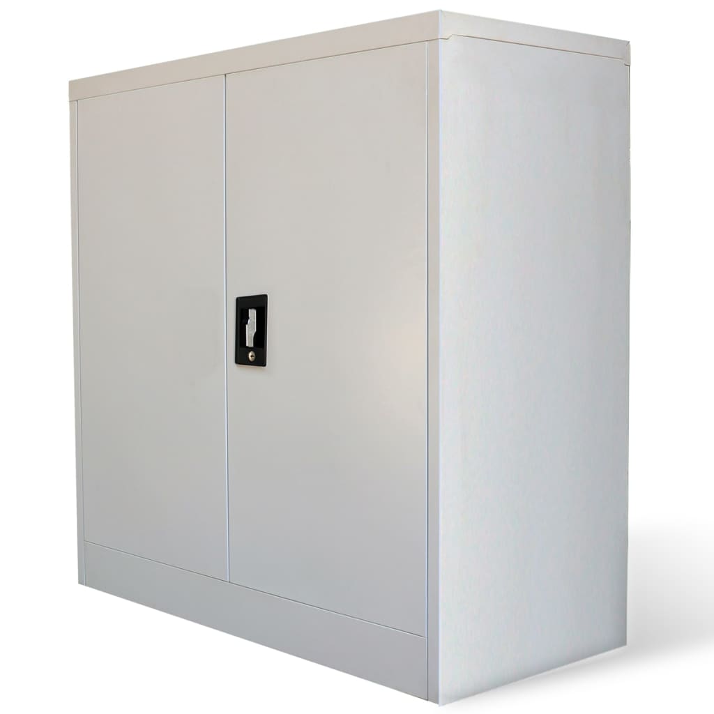 NNEVL Office Cabinet with 2 Doors Grey 90 cm Steel-1