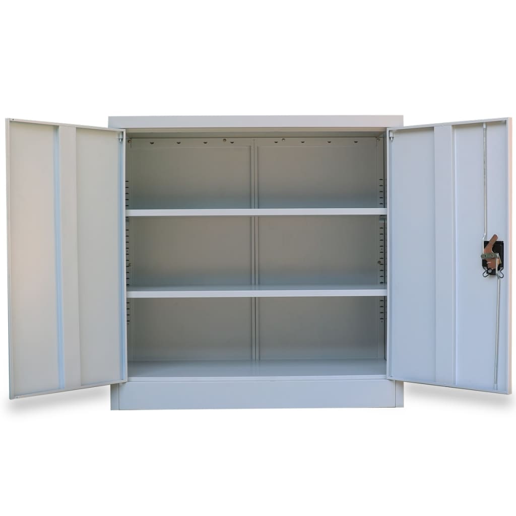 NNEVL Office Cabinet with 2 Doors Grey 90 cm Steel-2