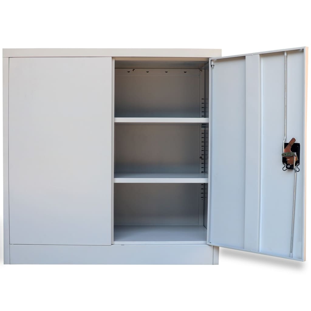 NNEVL Office Cabinet with 2 Doors Grey 90 cm Steel-3