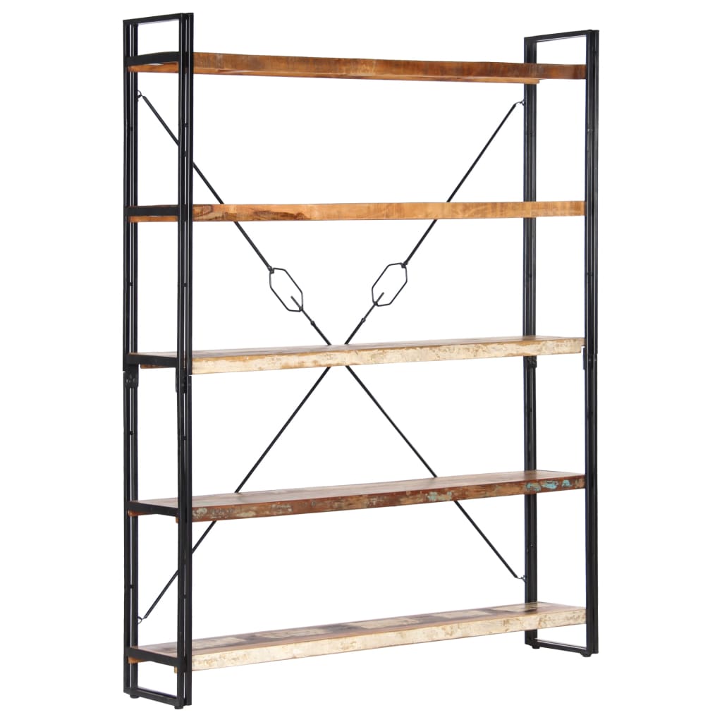 NNEVL 5-Tier Bookcase 140x30x180 cm Solid Reclaimed Wood-0