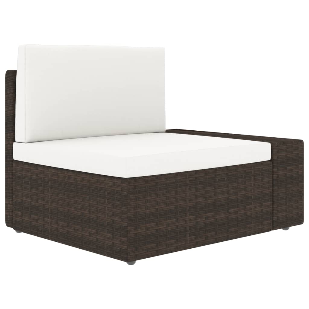 NNEVL Sectional Sofa 2-Seater Poly Rattan Brown-2