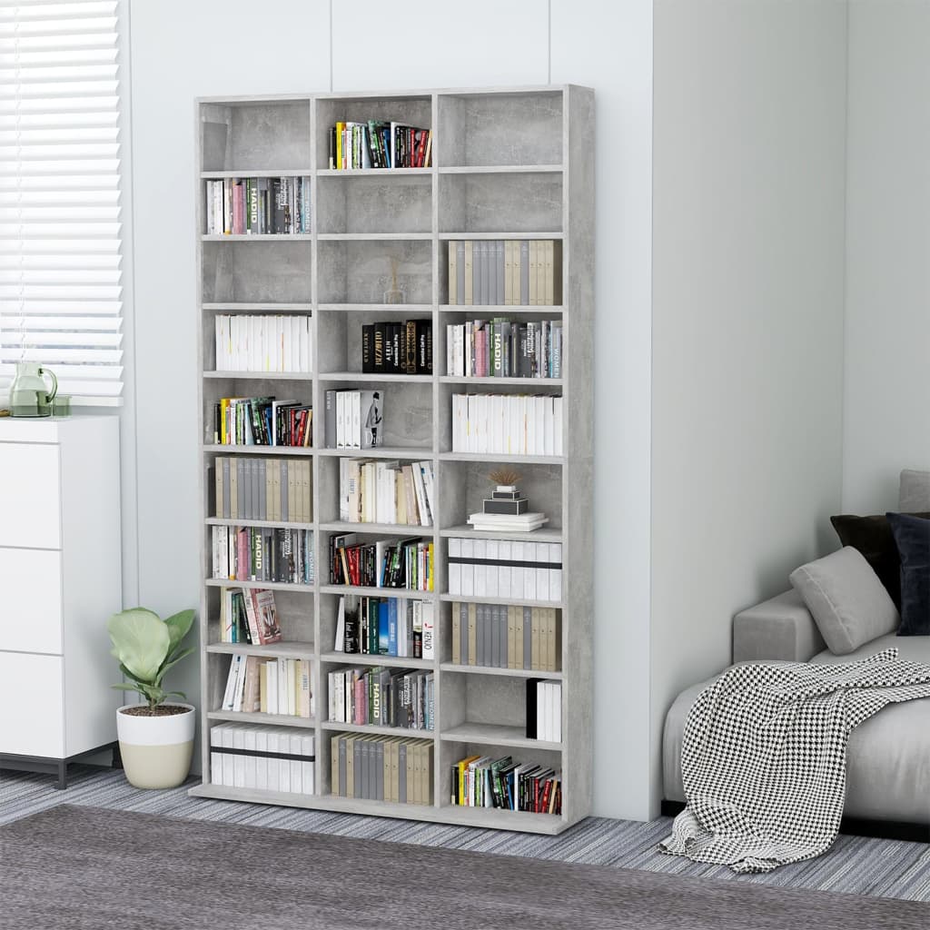 NNEVL CD Cabinet Concrete Grey 102x16x177.5 cm Engineered Wood-0