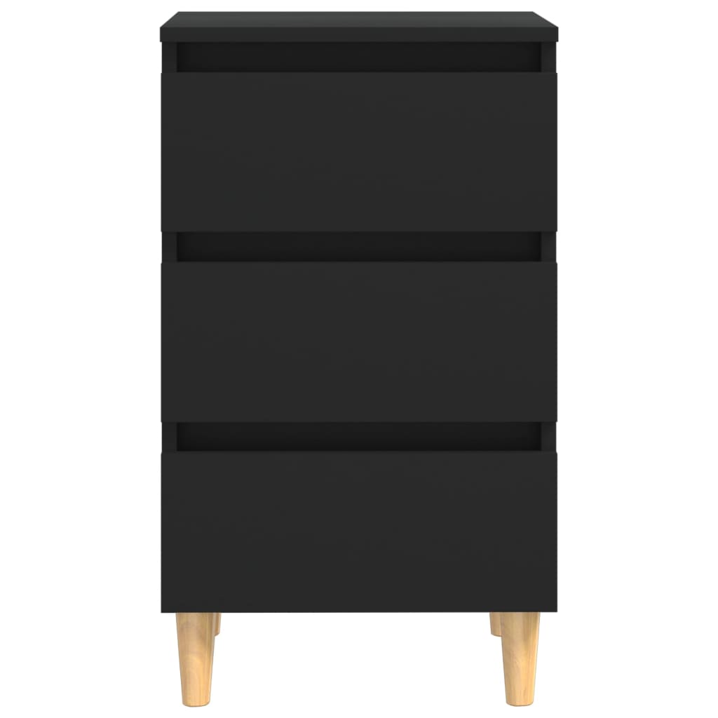 NNEVL Bed Cabinets with Solid Wood Legs 2 pcs Black 40x35x69 cm-4