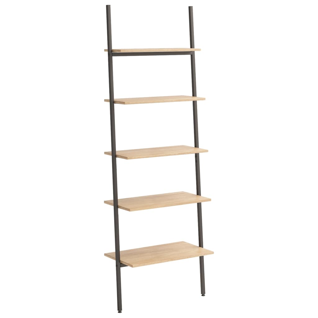 NNEVL 5-Tier Leaning Shelf Light Brown and Black 64x34x185.5 cm-1