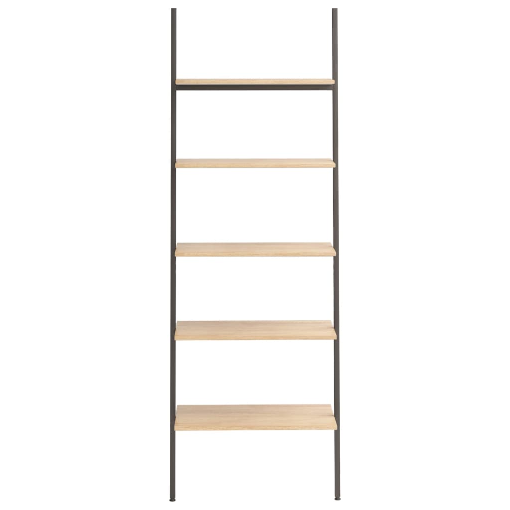 NNEVL 5-Tier Leaning Shelf Light Brown and Black 64x34x185.5 cm-2