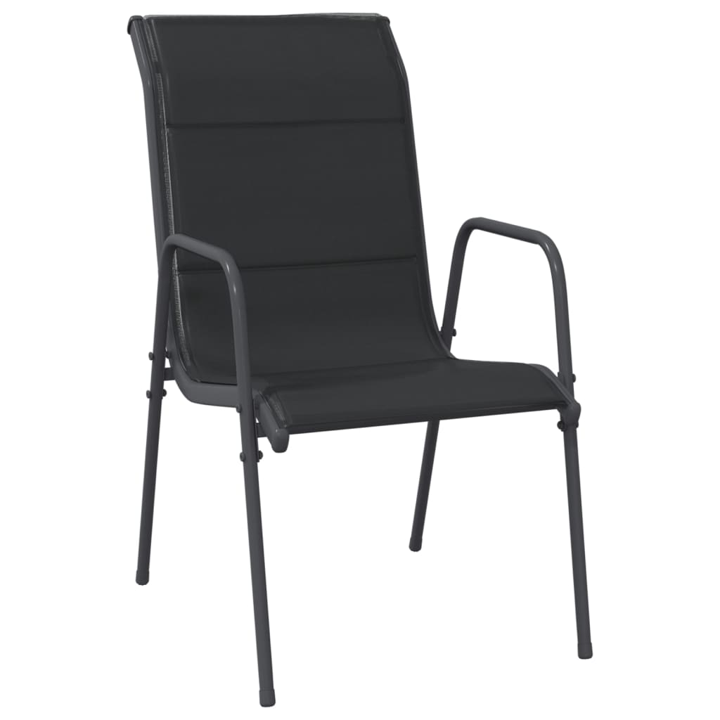 NNEVL Garden Chairs 2 pcs Steel and Textilene Black-2