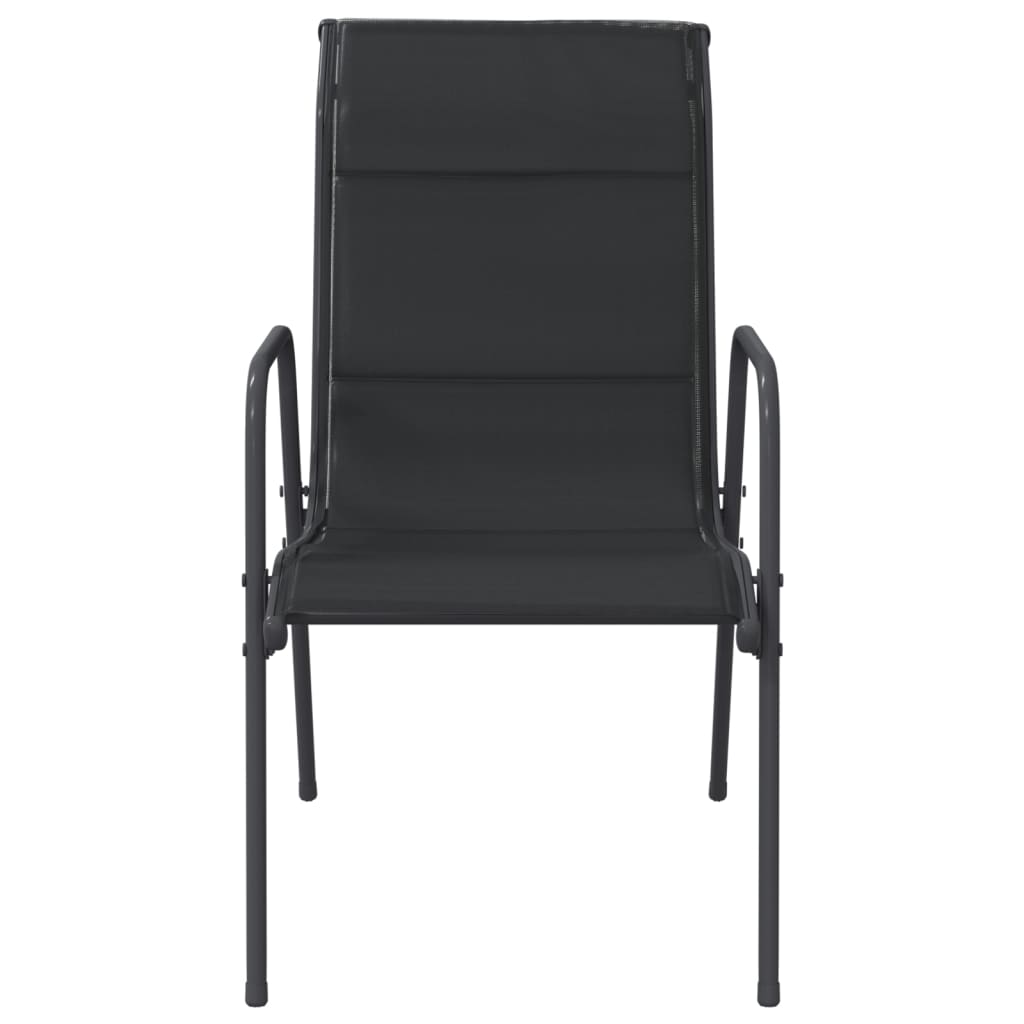 NNEVL Garden Chairs 2 pcs Steel and Textilene Black-3