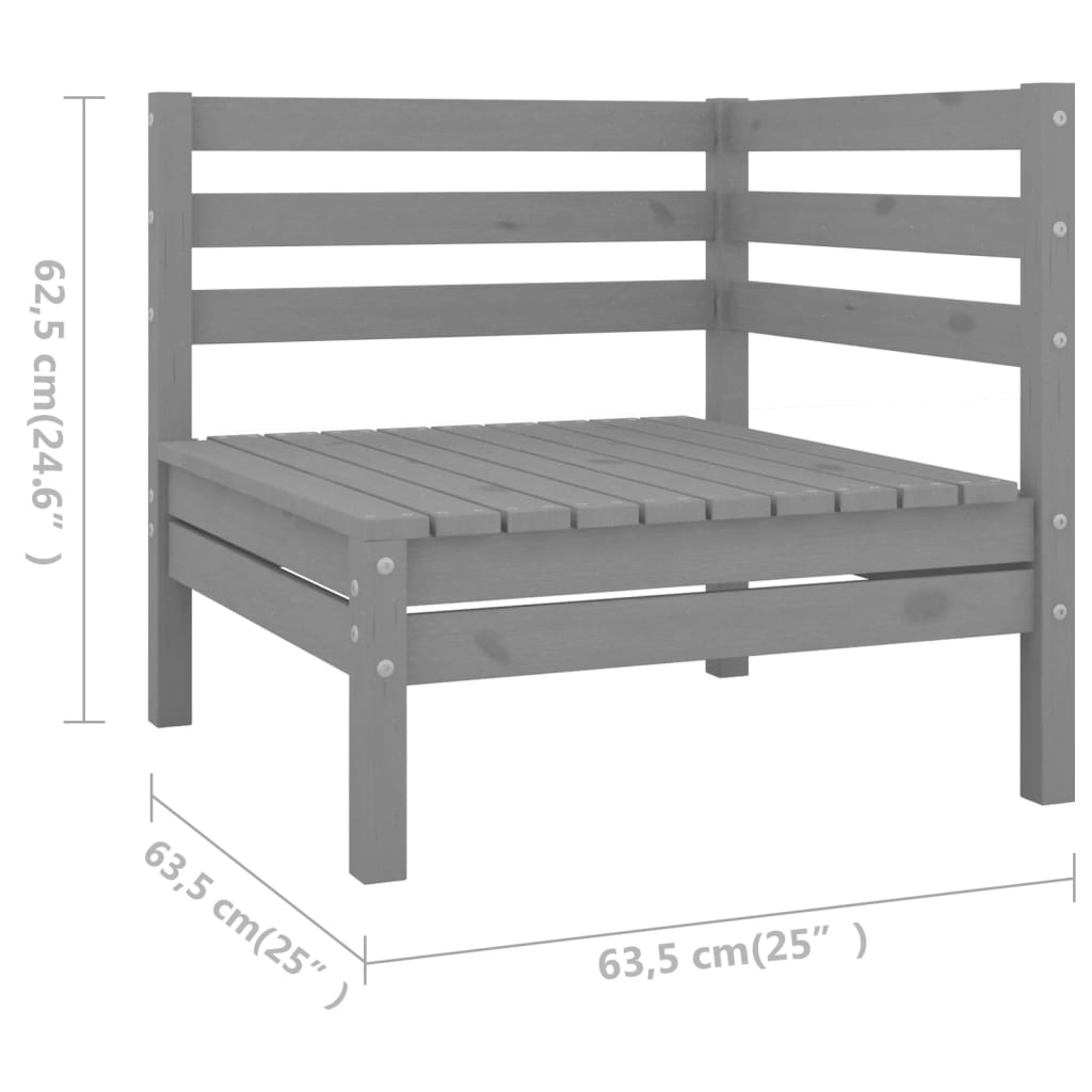 NNEVL 7 Piece Garden Lounge Set Solid Pinewood Grey-4