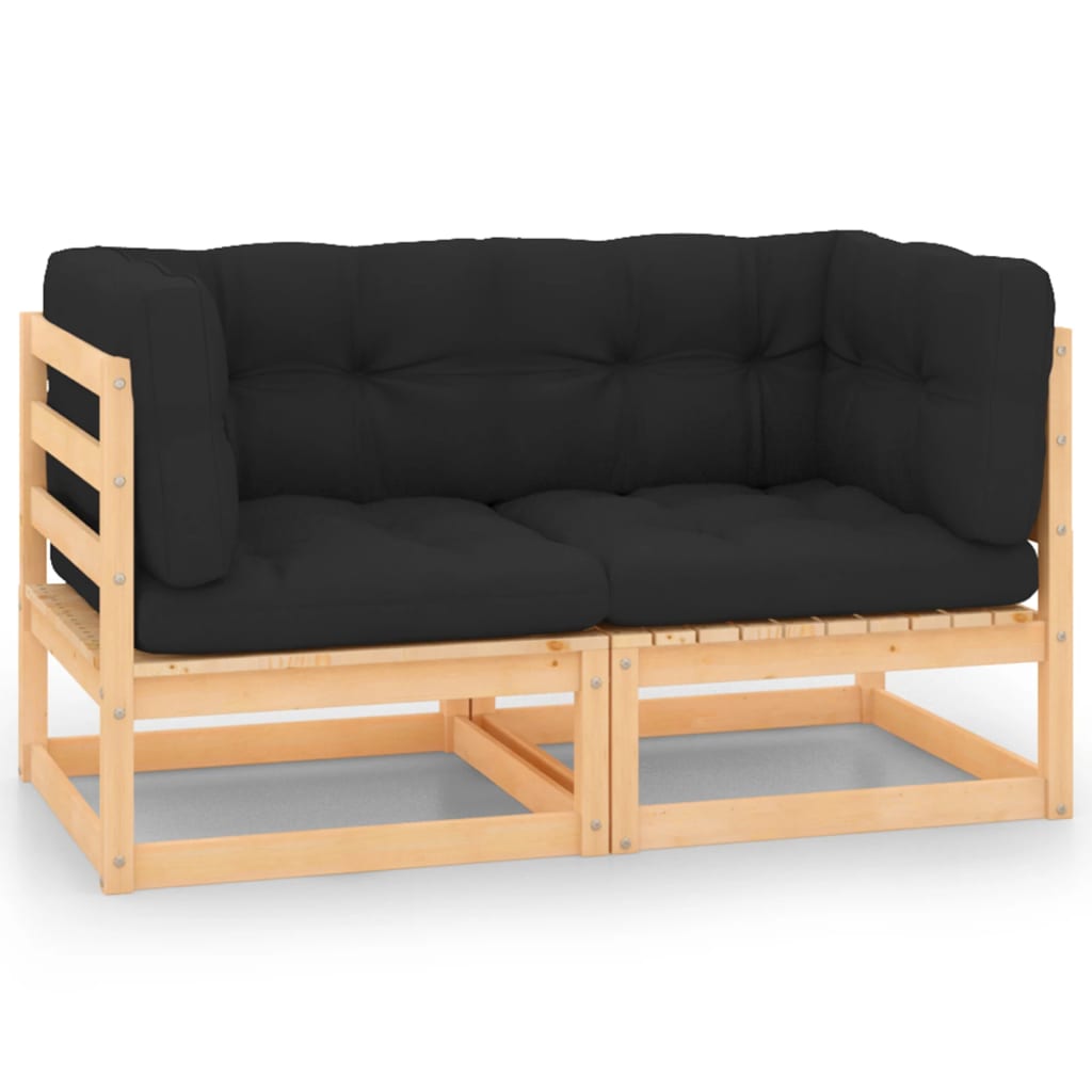 NNEVL Garden Corner Sofas with Cushions 2 pcs Solid Wood Pine-0