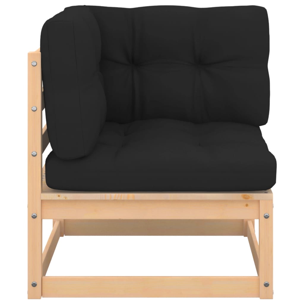 NNEVL Garden Corner Sofas with Cushions 2 pcs Solid Wood Pine-1