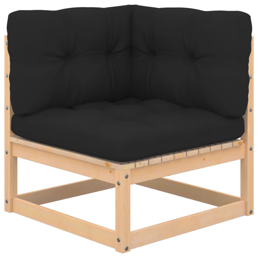 NNEVL Garden Corner Sofas with Cushions 2 pcs Solid Wood Pine-2