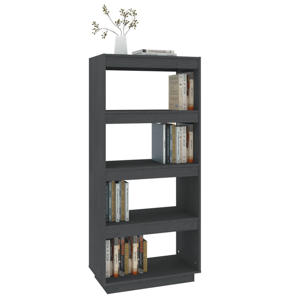 NNEVL Book Cabinet/Room Divider Grey 60x35x135 cm Solid Pinewood-3