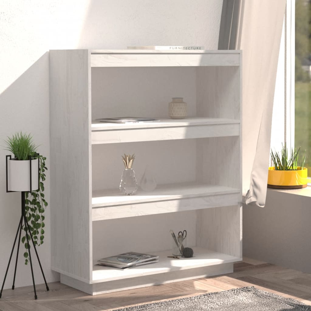 NNEVL Book Cabinet/Room Divider White 80x35x103 cm Solid Pinewood-2