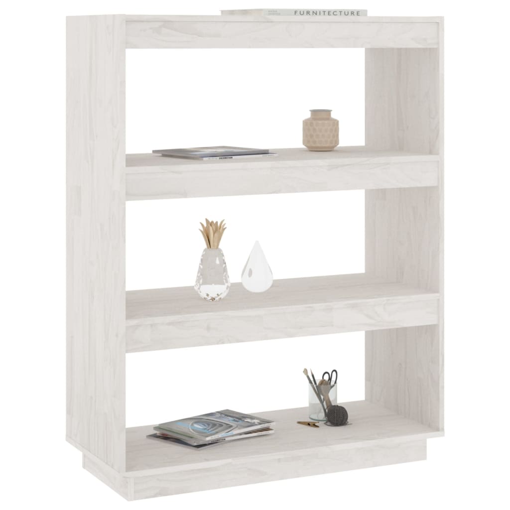 NNEVL Book Cabinet/Room Divider White 80x35x103 cm Solid Pinewood-3