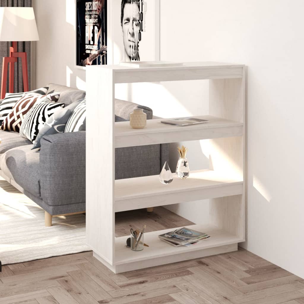 NNEVL Book Cabinet/Room Divider White 80x35x103 cm Solid Pinewood-0