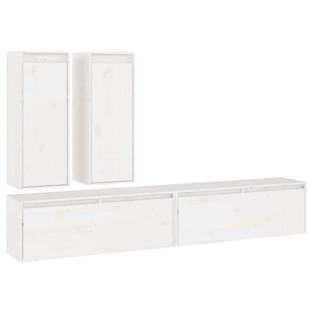 NNEVL TV Cabinets 4 pcs White Solid Wood Pine-1
