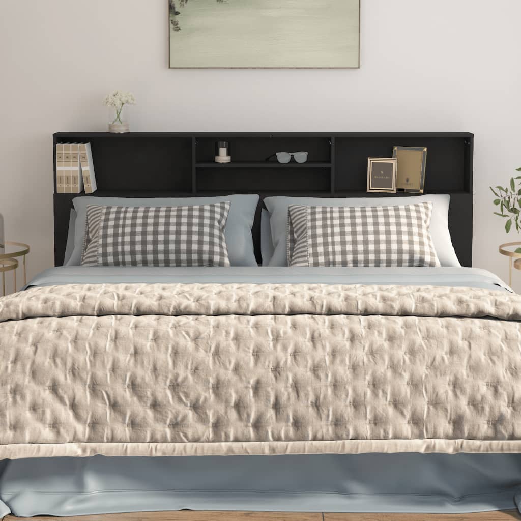 NNEVL Headboard Cabinet Black 200x19x103.5 cm-4