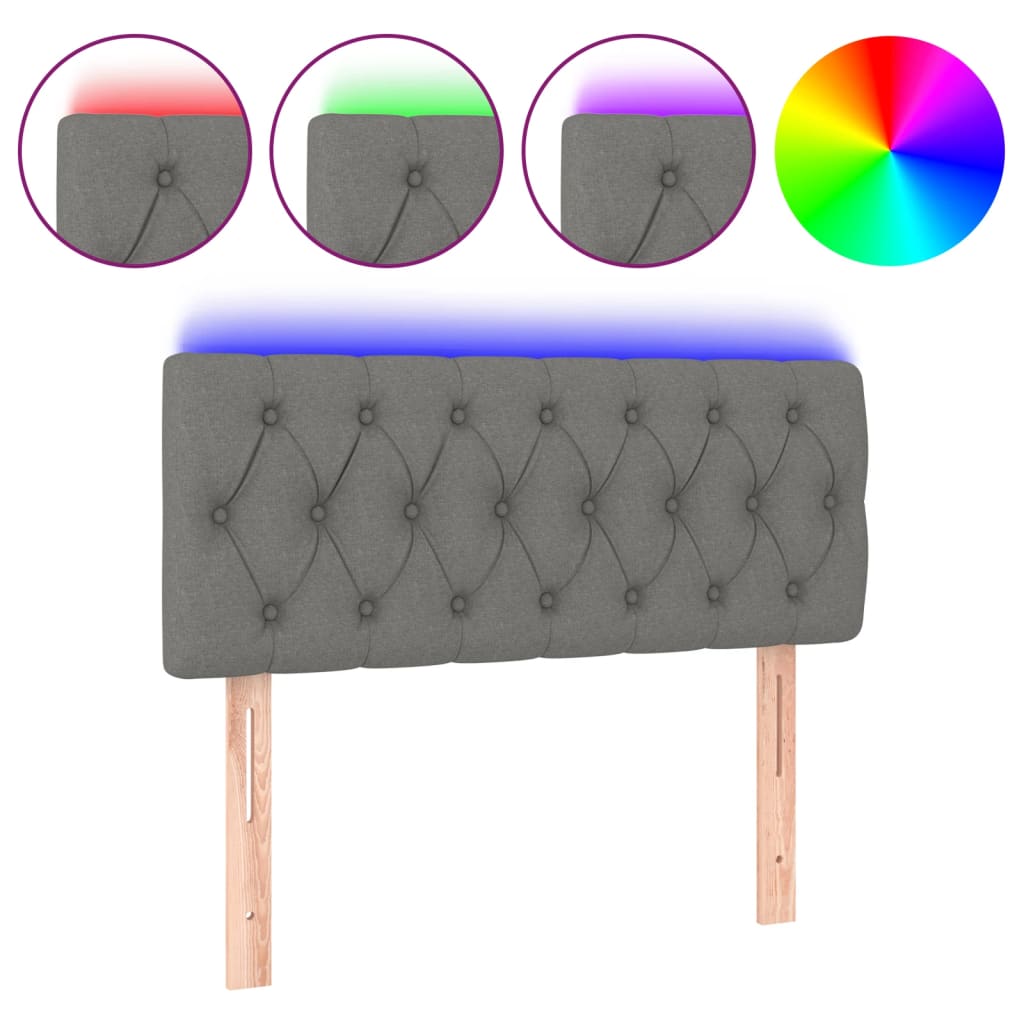 NNEVL LED Headboard Dark Grey 100x7x78/88 cm Fabric-1