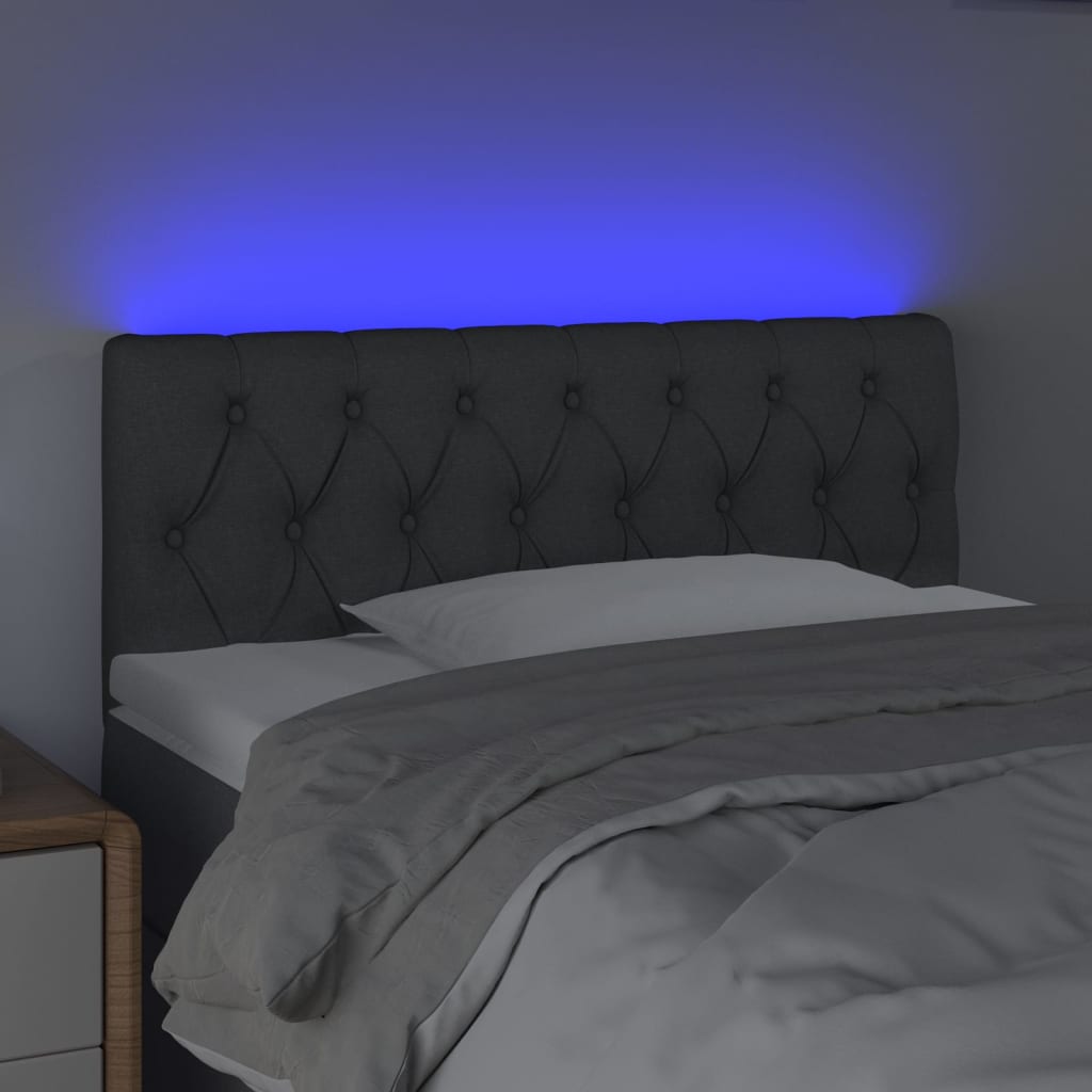 NNEVL LED Headboard Dark Grey 100x7x78/88 cm Fabric-2