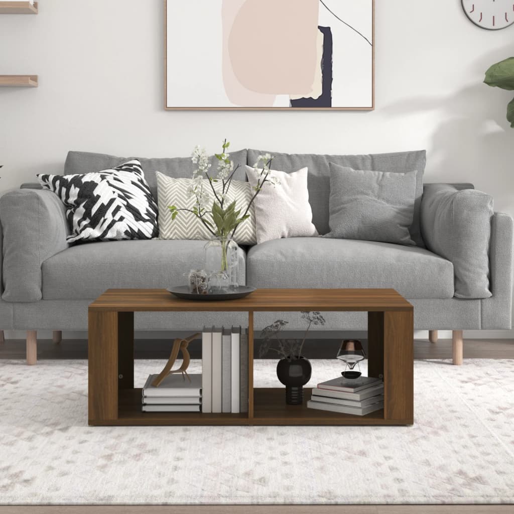 NNEVL Coffee Table Brown Oak 100x50x36 cm Engineered Wood-2