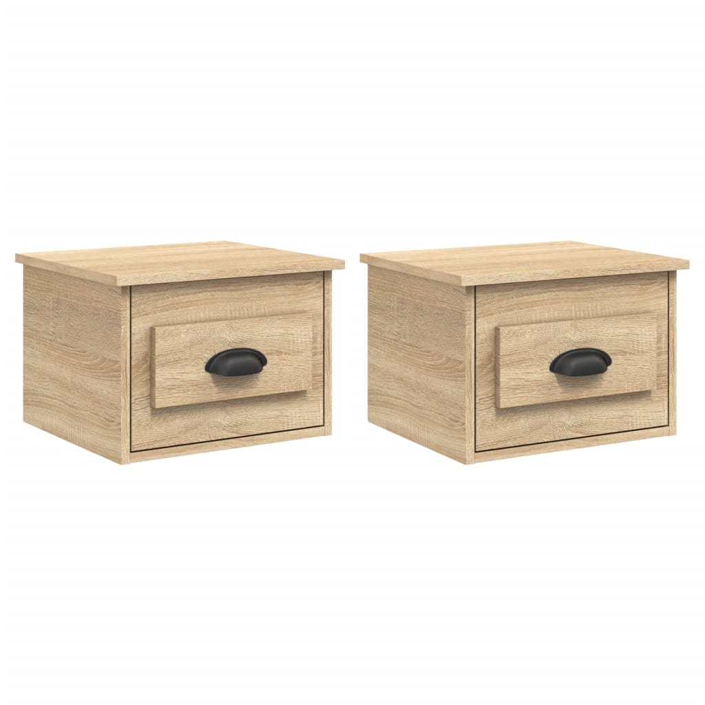 NNEVL Wall-mounted Bedside Cabinets 2 pcs Sonoma Oak 41.5x36x28cm-1