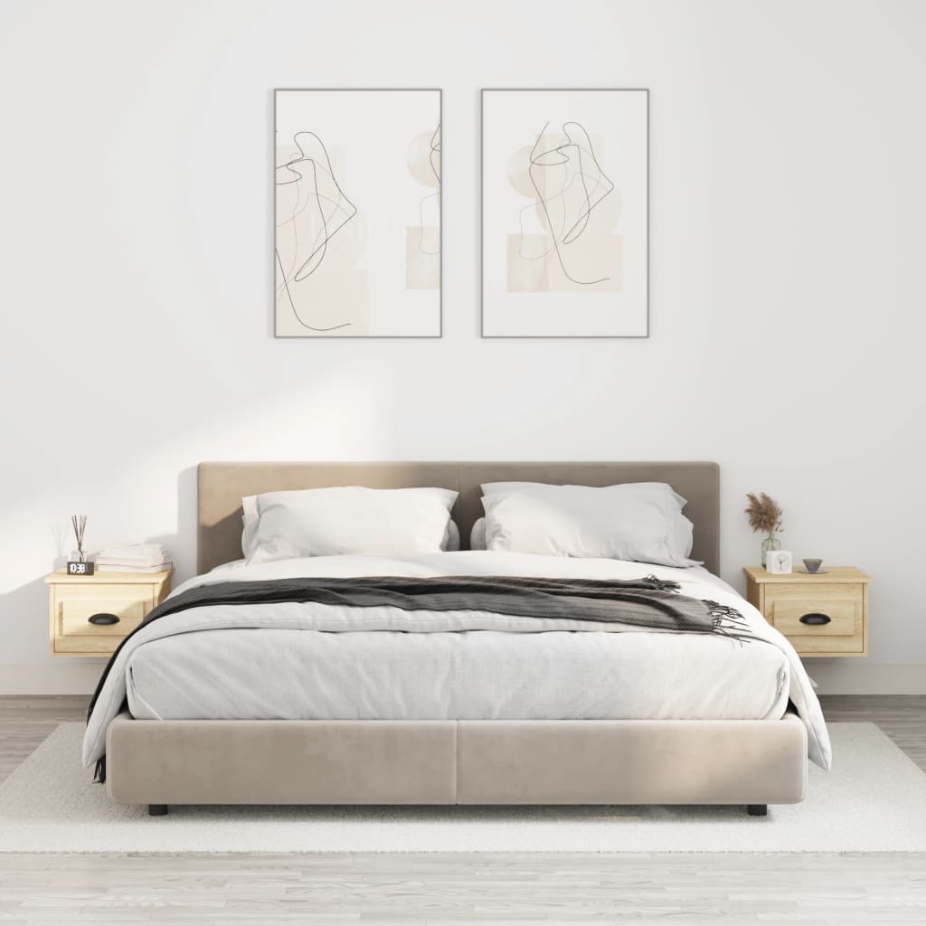 NNEVL Wall-mounted Bedside Cabinets 2 pcs Sonoma Oak 41.5x36x28cm-0