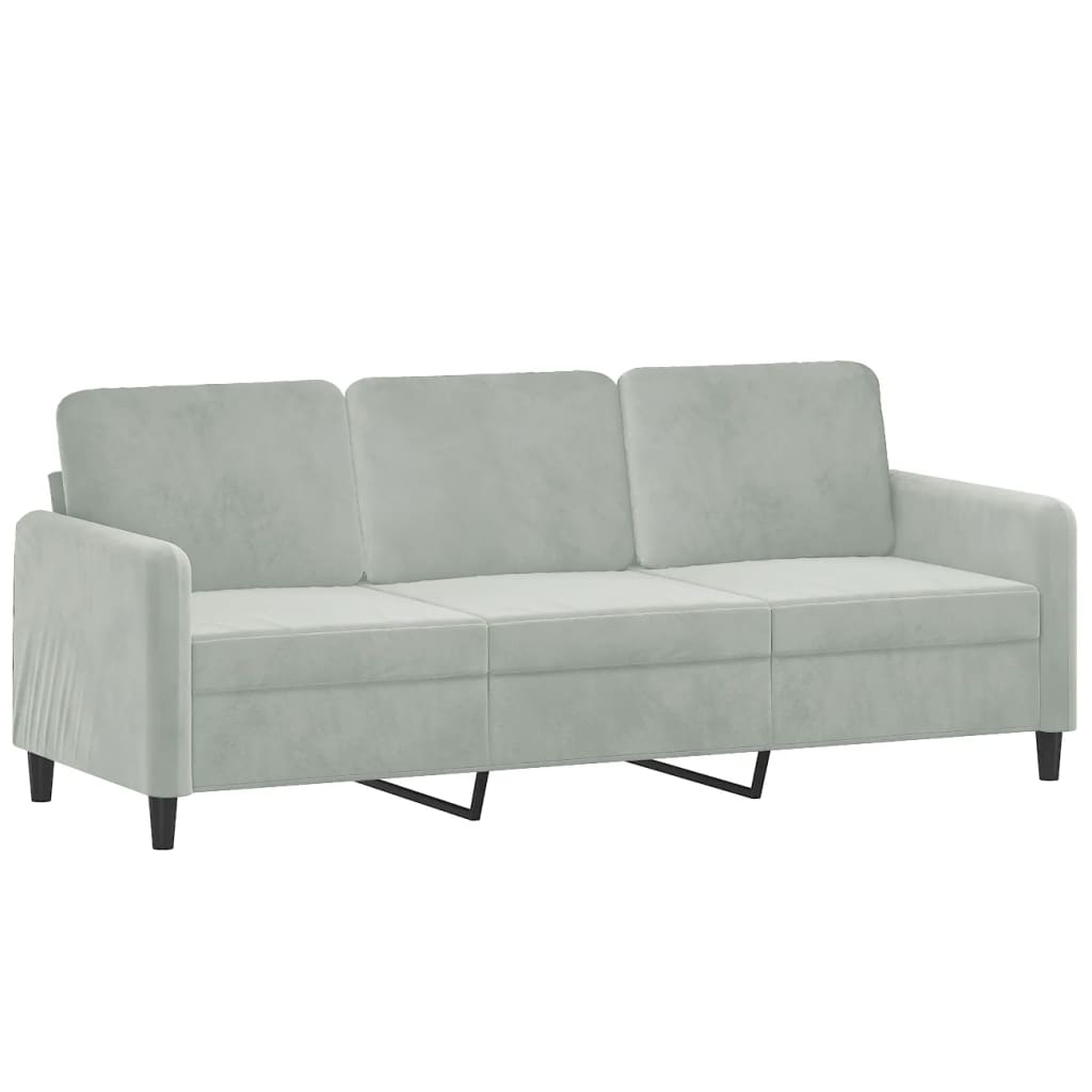 NNEVL 2 Piece Sofa Set Light Grey Velvet-3