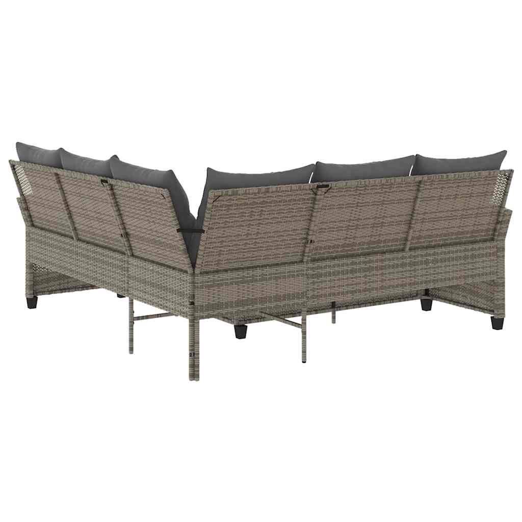 NNEVL L-shaped Couch Sofa with Cushions Grey Poly Rattan-4