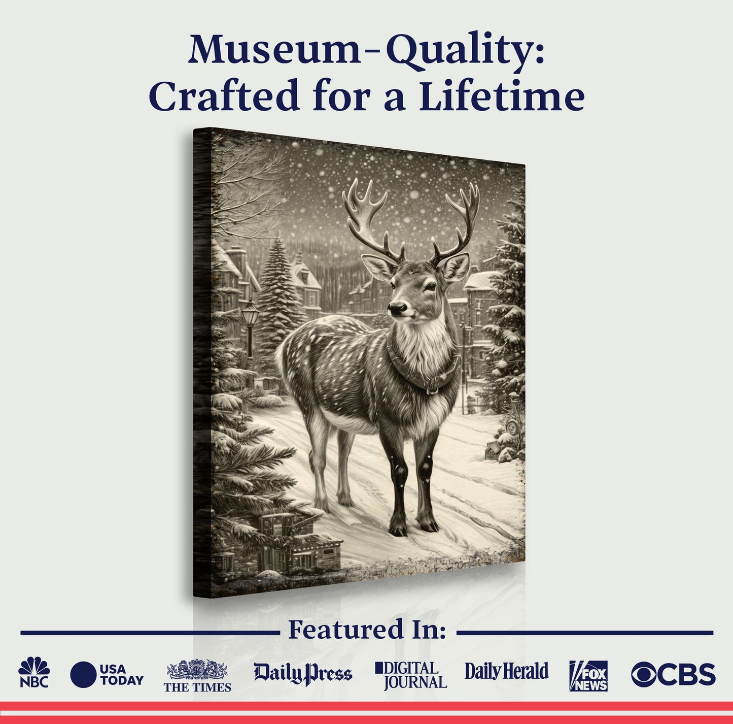 Vintage Winter Deer Christmas Wall Art II-3