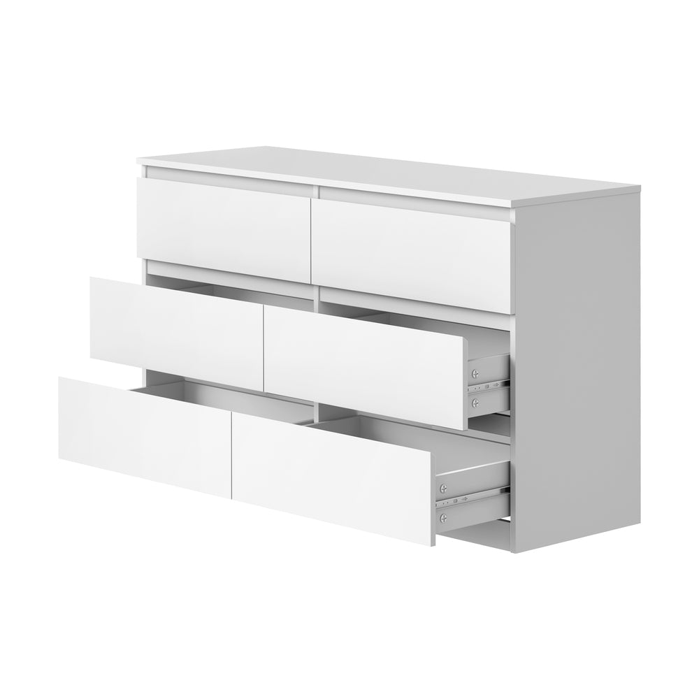 NNEED 6 Chest of Drawers Lowboy Dresser Table Bedroom White-1
