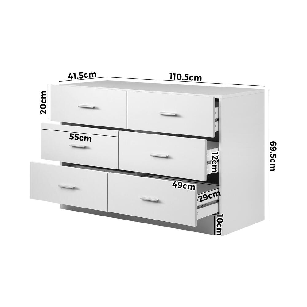 NNEED 6 Chest of Drawers Aluminum Handles White-4