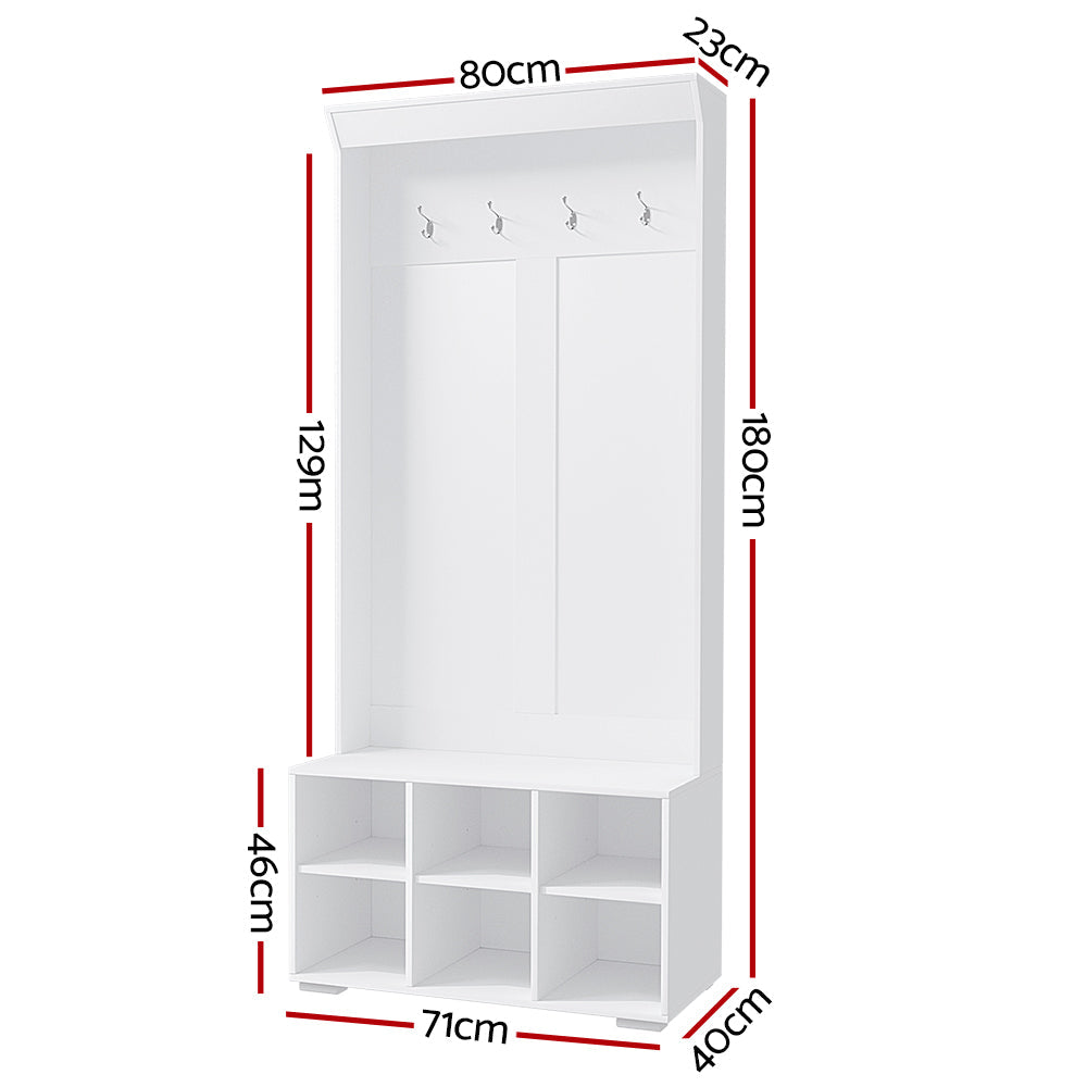NNEDSZ Shoe Cabinet Storage Rack Shoe Bench Hall Tree Coat Rack White 180CM-1