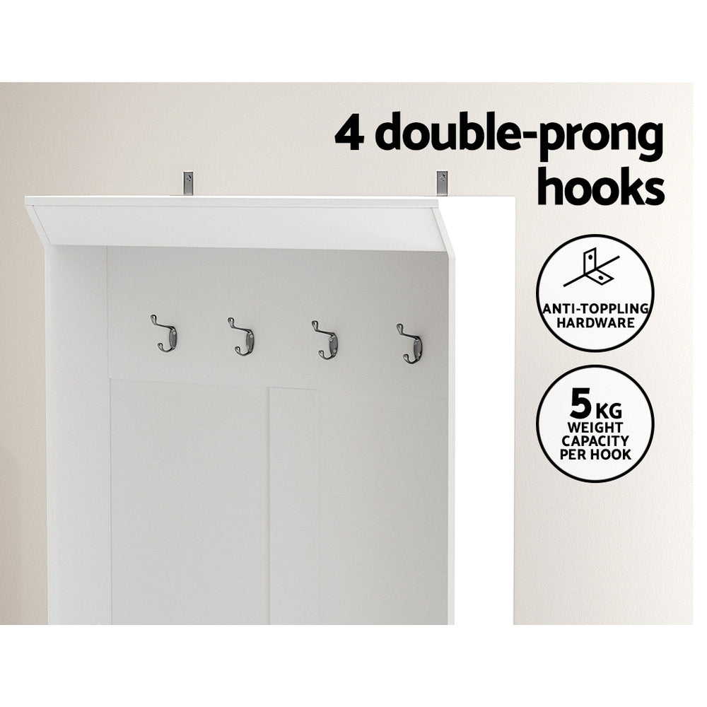 NNEDSZ Shoe Cabinet Storage Rack Shoe Bench Hall Tree Coat Rack White 180CM-3