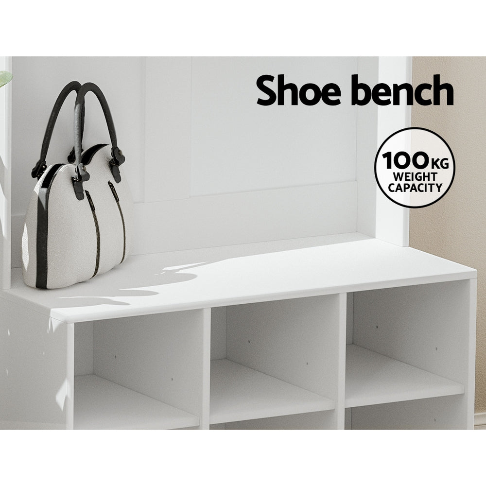 NNEDSZ Shoe Cabinet Storage Rack Shoe Bench Hall Tree Coat Rack White 180CM-4