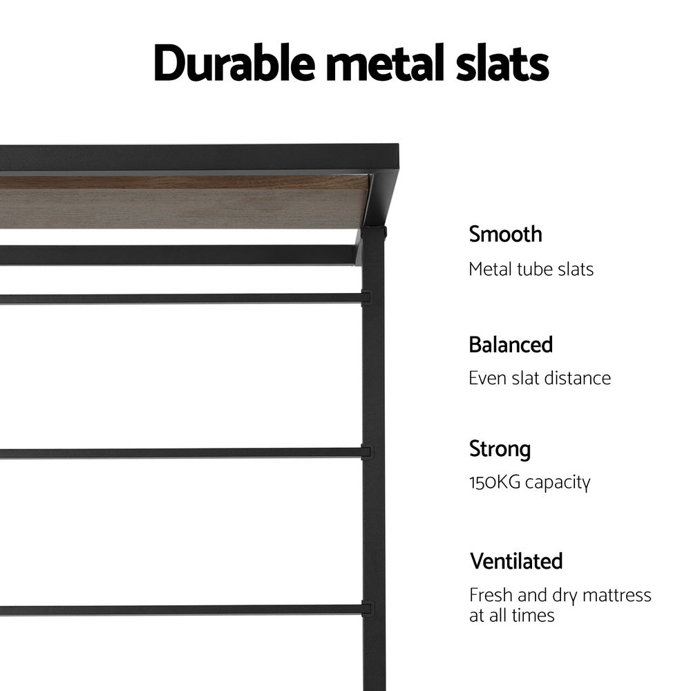 NNEDSZ Artiss Bed Frame 2x Single Size Metal Trundle Daybed DEAN-4