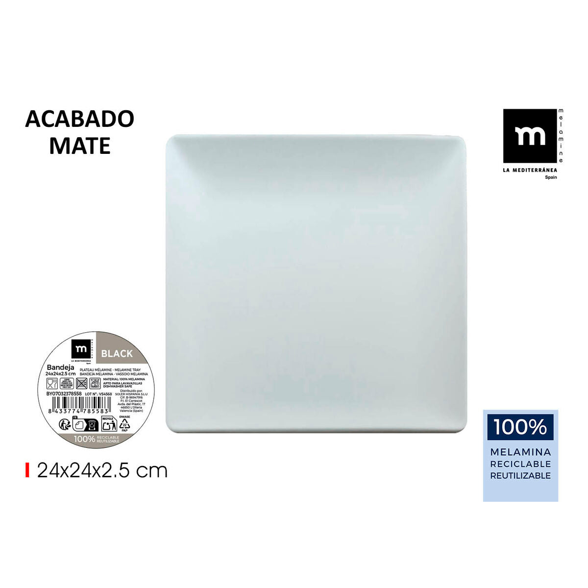 Bandeja La Mediterránea Blanca Mate – Set de 12 Unidades