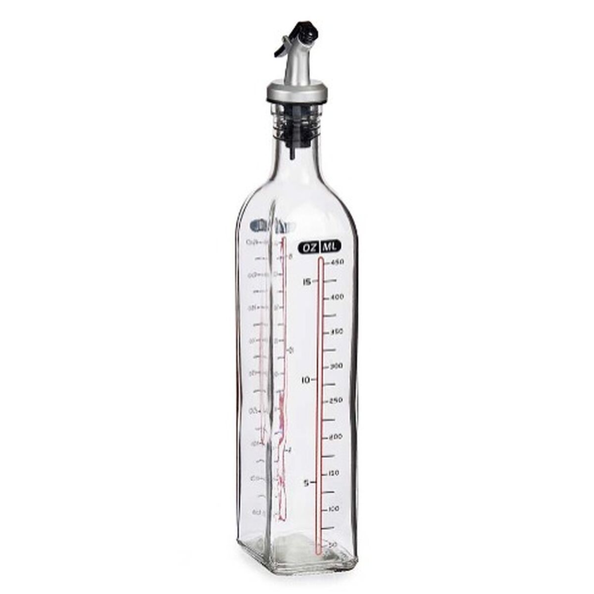 Aceitera Vivalto 500 ml – Cristal Transparente con Tapa de Silicona y Polipropileno (Pack de 12 Unidades)