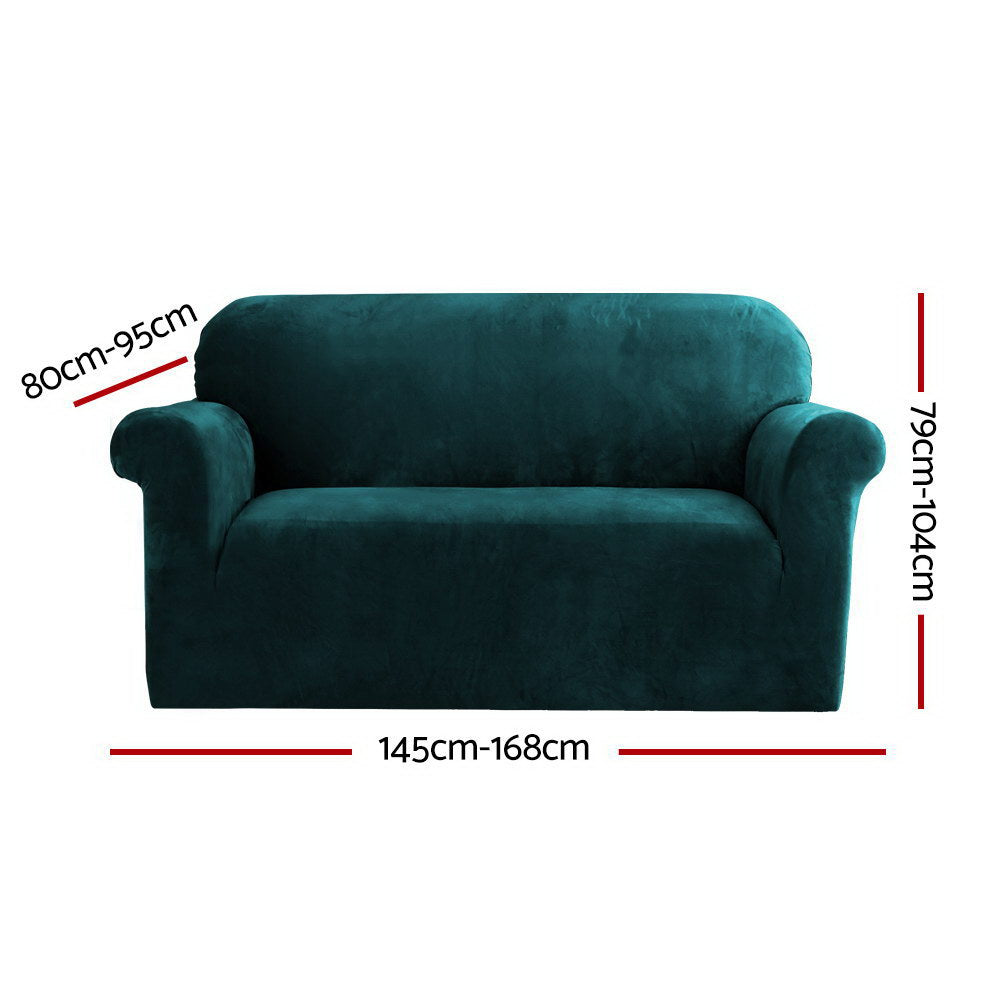 NNEDSZ Velvet Sofa Cover Plush Couch Cover Lounge Slipcover 2 Seater Agate Green-1