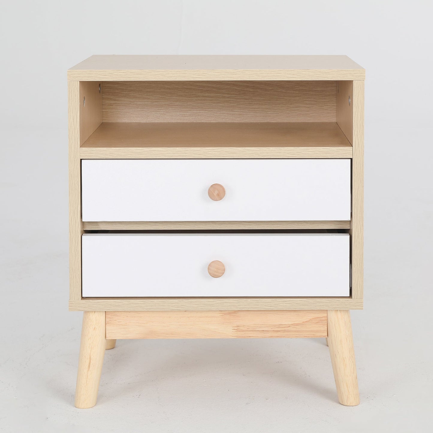 NNEDSZ 2X Bedside Table Side Storage Cabinet Nightstand Bedroom 2 Drawer ANYA OAK-1