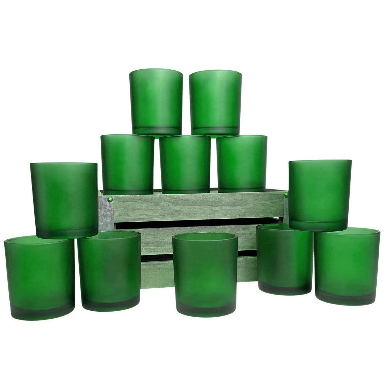 NNEDSZ 40 Bulk Pack Green Frosted Glass Votive Candle Holders Table Centreoieces Xmas Wedding Anniversary Event Recption Party Function or Home Decor-1